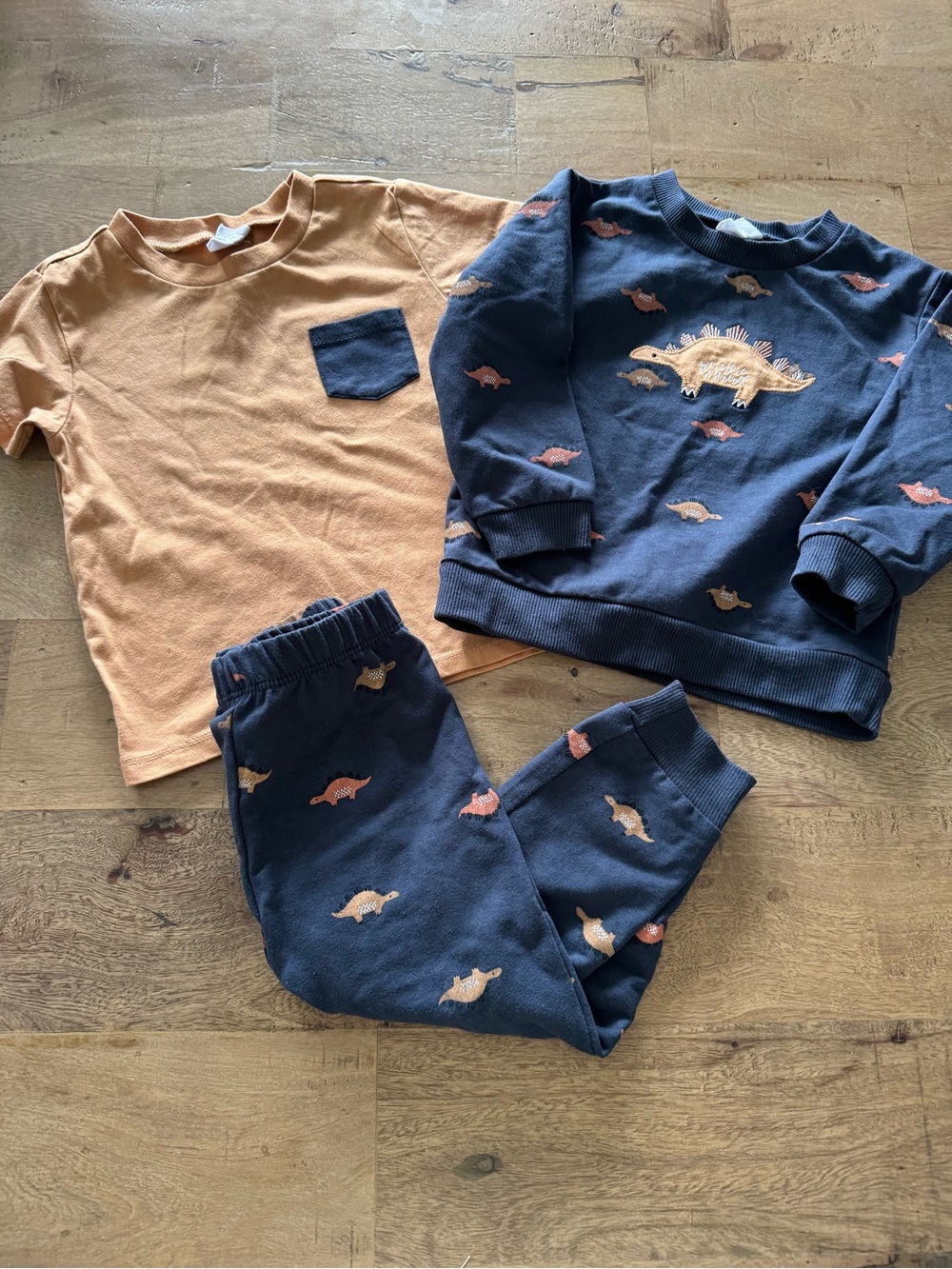 Petit Lem mini threads Toddler Dino Sweatshirt & Pants Set Rust Tee size 24